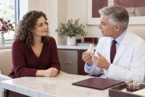 صورة توضيحية لاستشارة تجميل الأنف ومناقشة الخطة مع الطبيب